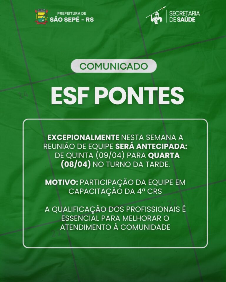 COMUNICADO IMPORTANTE – ESF PONTES