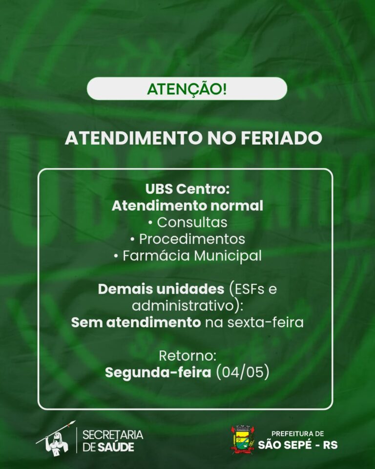 COMUNICADO À POPULAÇÃO – FERIADO 01/05