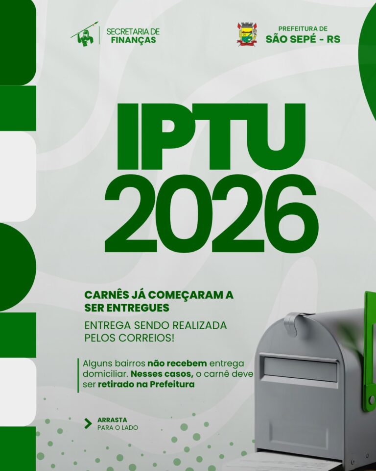 Carnês do IPTU começam a ser entregues e seguem disponíveis para retirada na Prefeitura
