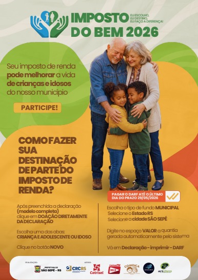 Campanha Imposto do Bem incentiva destinação do IR para fundos municipais