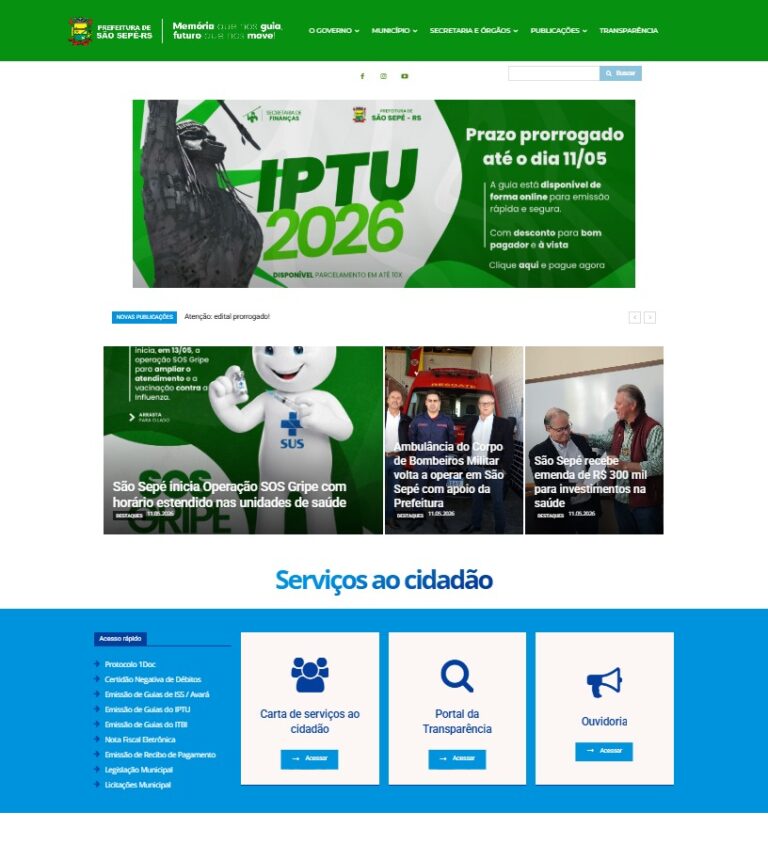 Prefeitura de São Sepé lança novo site oficial com visual moderno e mais serviços para a comunidade