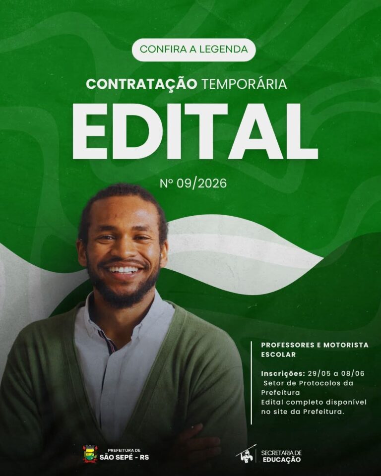 Prefeitura de São Sepé abre Processo Seletivo para cadastro temporário na Educação