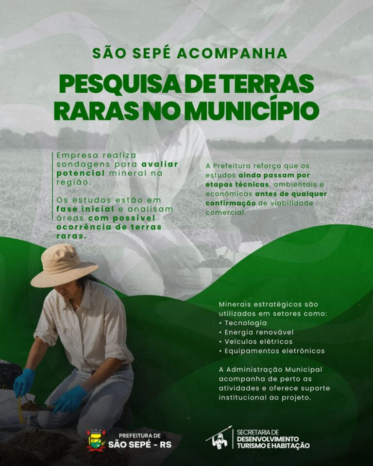 São Sepé acompanha início de sondagens para pesquisa de terras raras no município