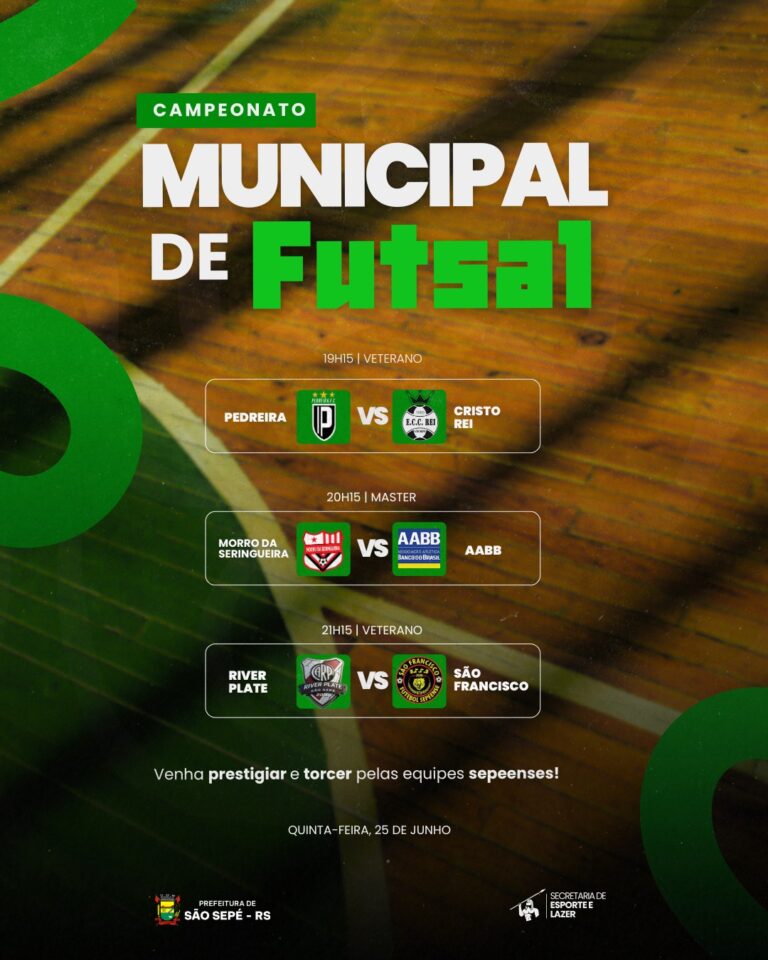 Ginásio Municipal recebe mais uma rodada do Campeonato Municipal de Futsal nesta quinta-feira