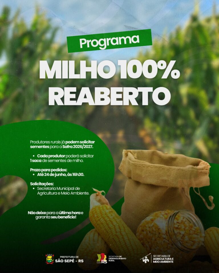 Programa Milho 100% é reaberto para pedidos da Safra 2026/2027