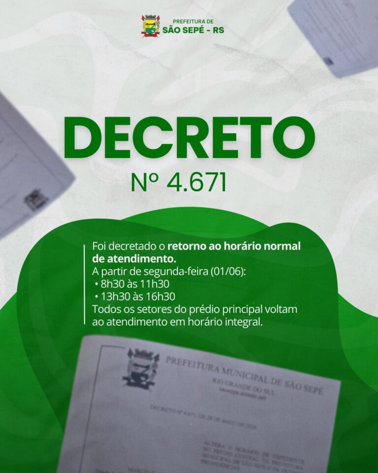 Prefeitura retoma horário normal de atendimento a partir de segunda-feira