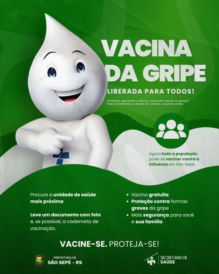 Vacina contra a gripe está liberada para toda a população em São Sepé