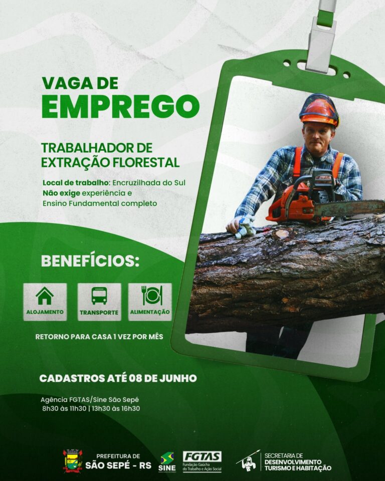 Agência FGTAS/Sine prorroga inscrições para vaga de trabalhador de extração florestal