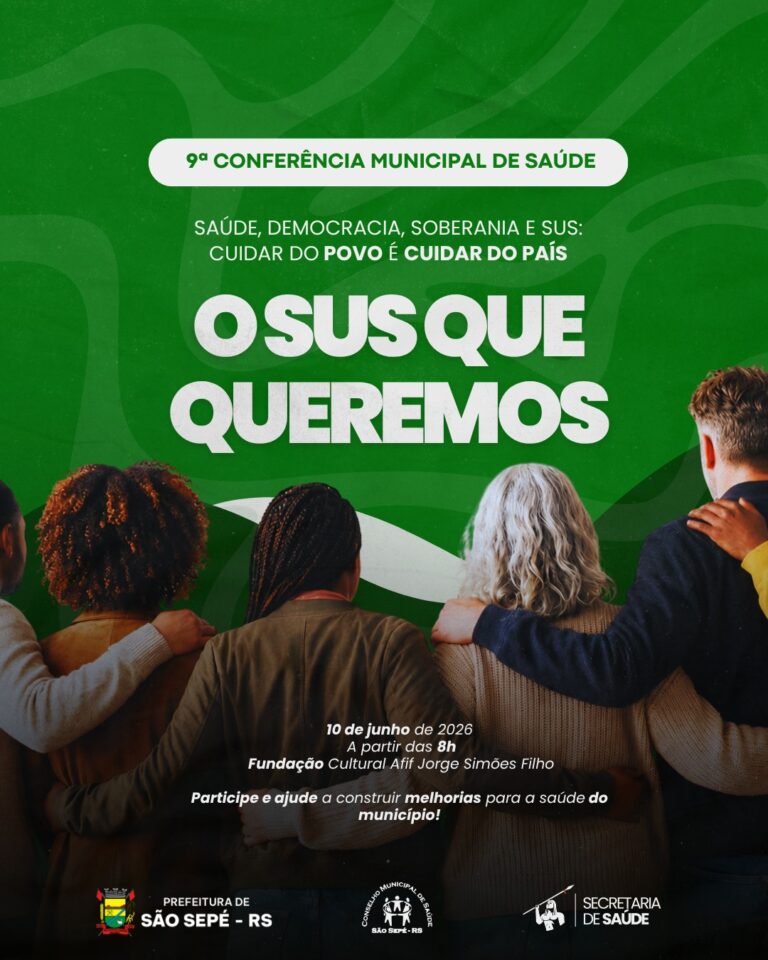 9ª Conferência Municipal de Saúde está com inscrições abertas em São Sepé