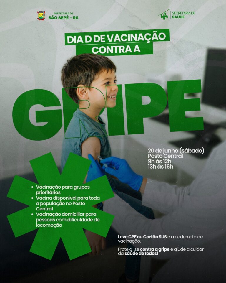 São Sepé realiza Dia D de Vacinação contra a Influenza neste sábado
