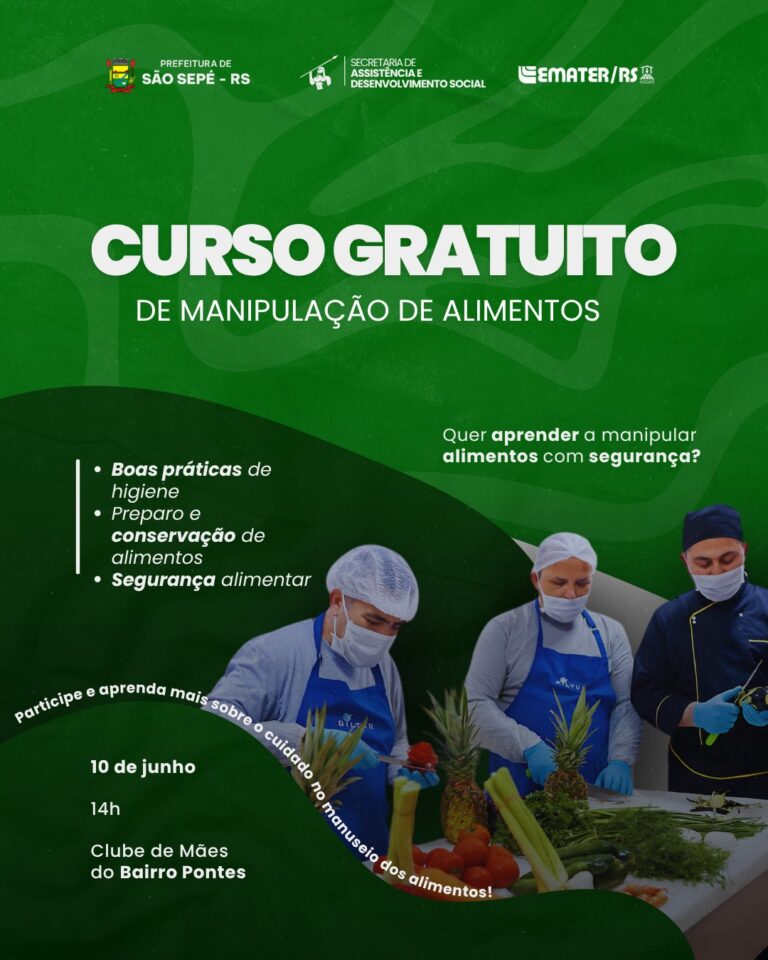 Curso de Manipulação de Alimentos será realizado no Bairro Pontes