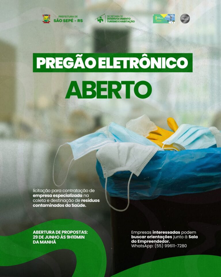 Prefeitura de São Sepé lança edital para contratação de serviço de coleta e destinação de resíduos contaminados da Saúde
