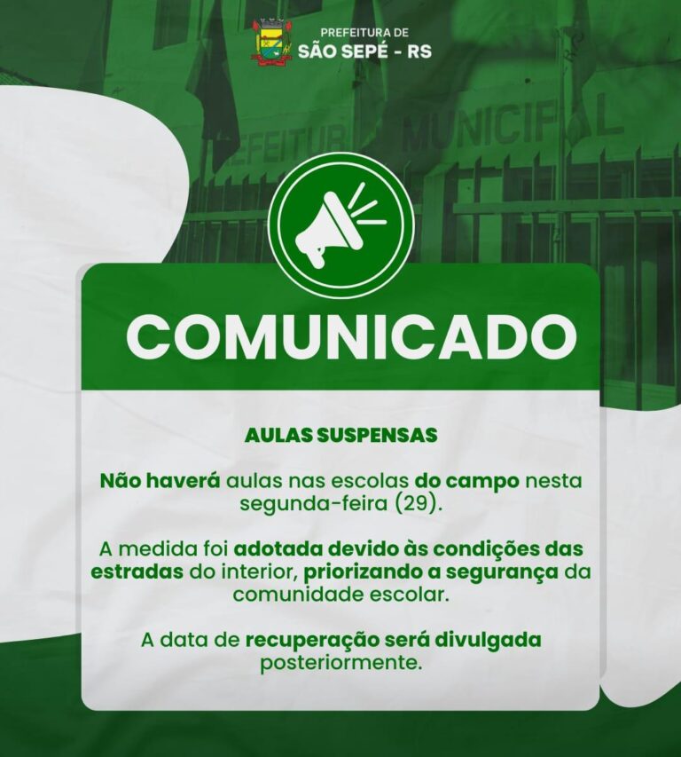 Aulas nas escolas do campo estão suspensas nesta segunda-feira (29)