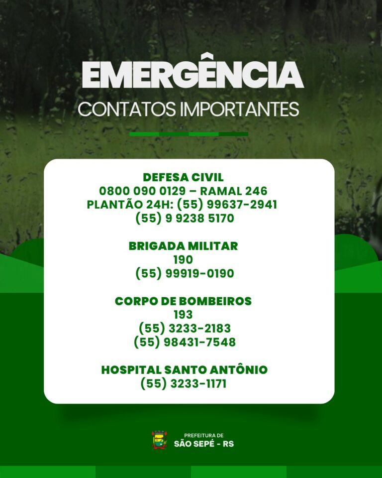 Prefeitura disponibiliza contatos de emergência 24h para atendimento à população durante período de tempo severo