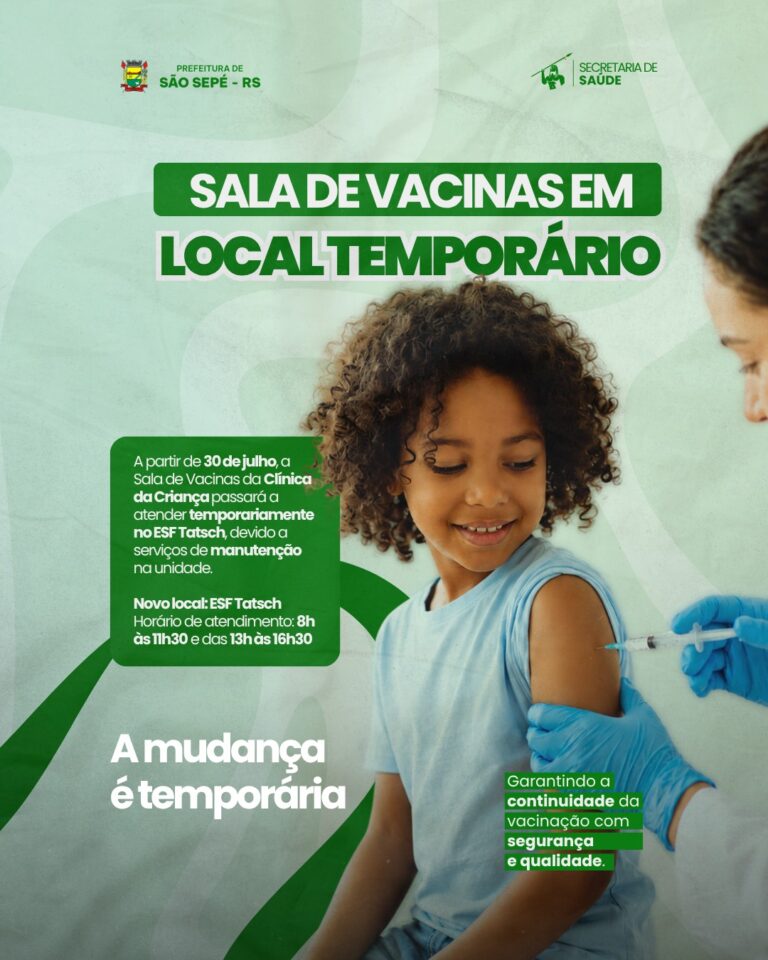 Sala de Vacinas da Clínica da Criança terá atendimento temporário no ESF Tatsch