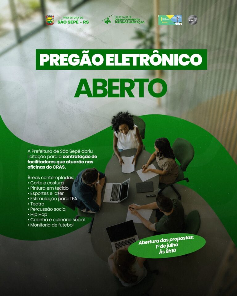 Prefeitura de São Sepé abre licitação para contratação de facilitadores de oficinas do CRAS