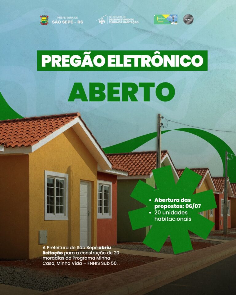 Prefeitura de São Sepé abre licitação para construção de 20 moradias do Minha Casa, Minha Vida