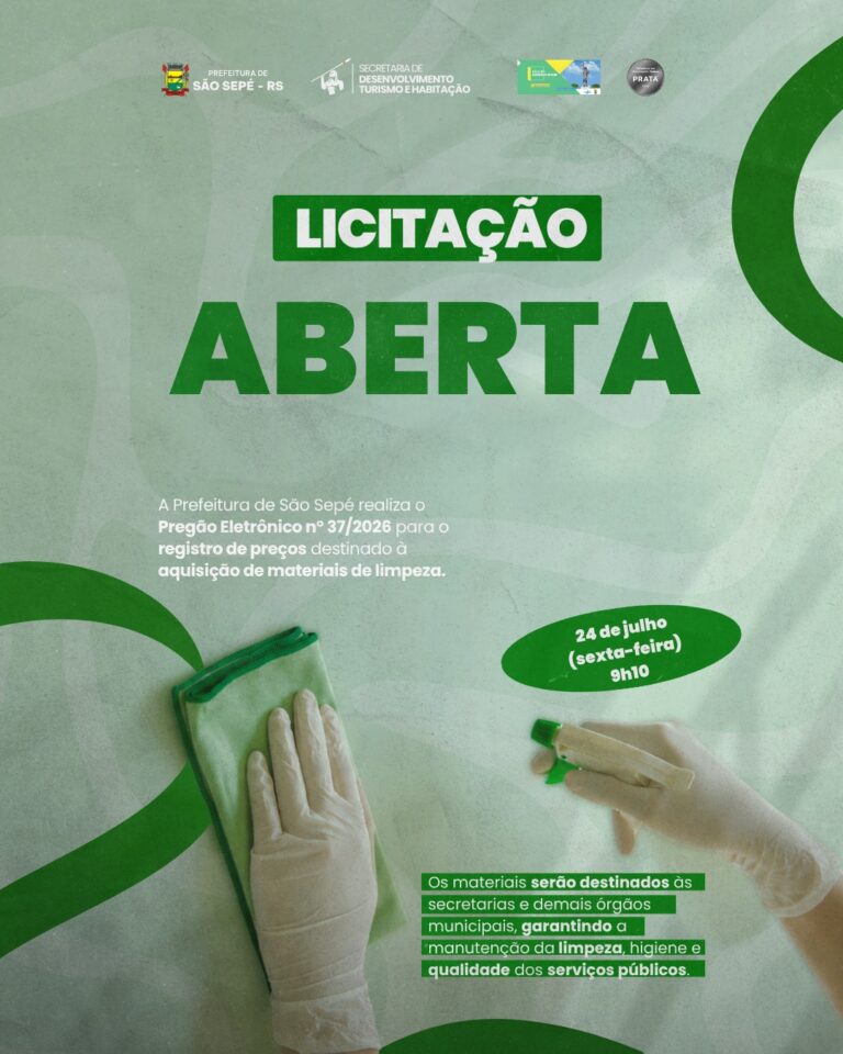 Prefeitura realiza pregão eletrônico para aquisição de materiais de limpeza