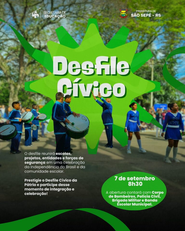 Desfile Cívico de 7 de Setembro reunirá escolas, entidades e projetos em São Sepé