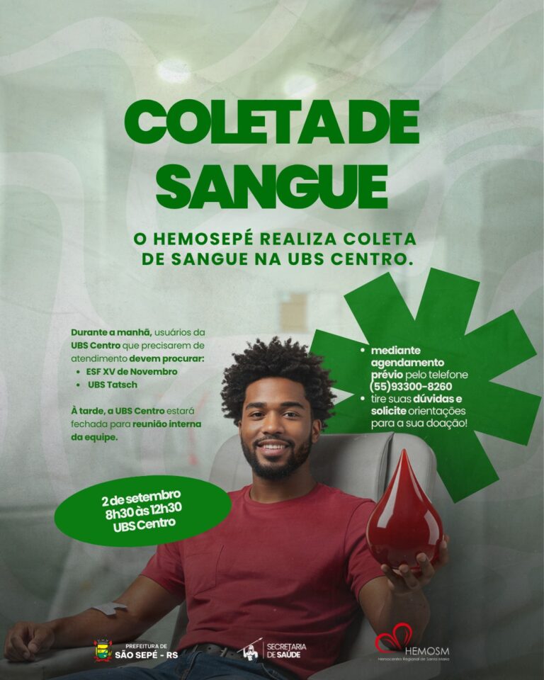 Hemosepé realiza coleta de sangue na UBS Centro nesta quarta-feira