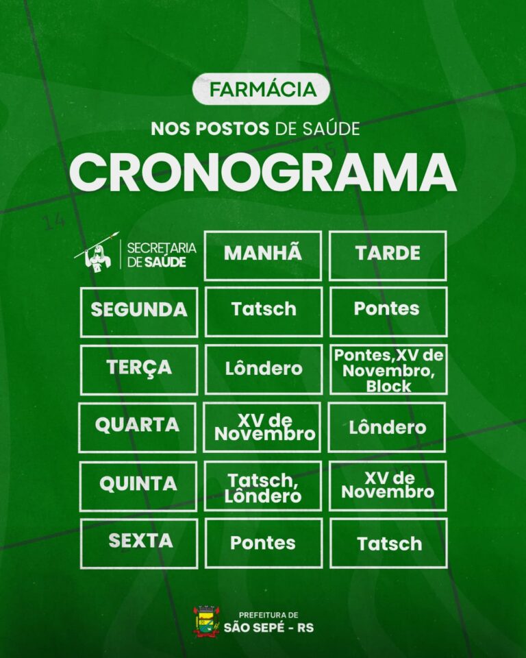Secretaria de Saúde atualiza cronograma da Farmácia nos Postos
