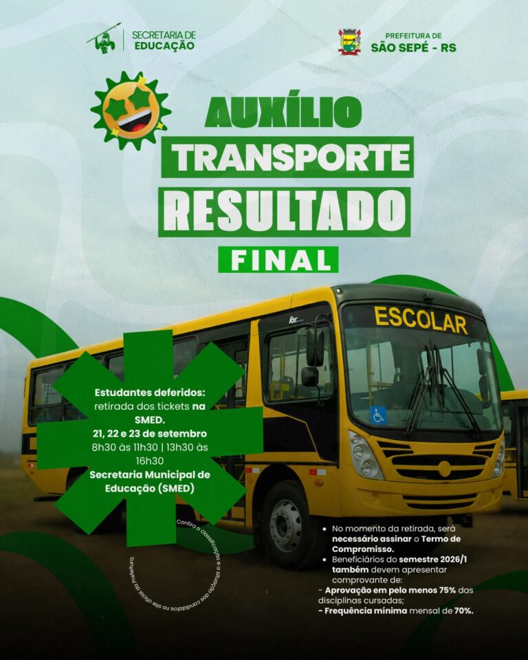 Publicado resultado final do Auxílio-Transporte para estudantes técnicos e graduandos