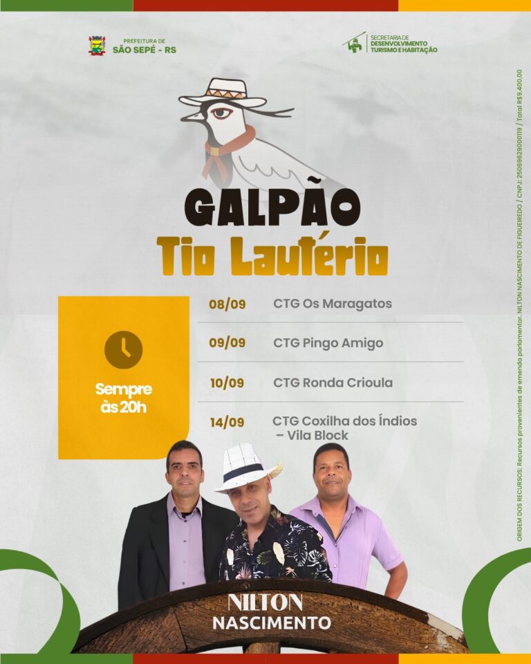 Galpão Tio Lautério inicia dentro da programação dos Festejos Farroupilhas nesta terça-feira