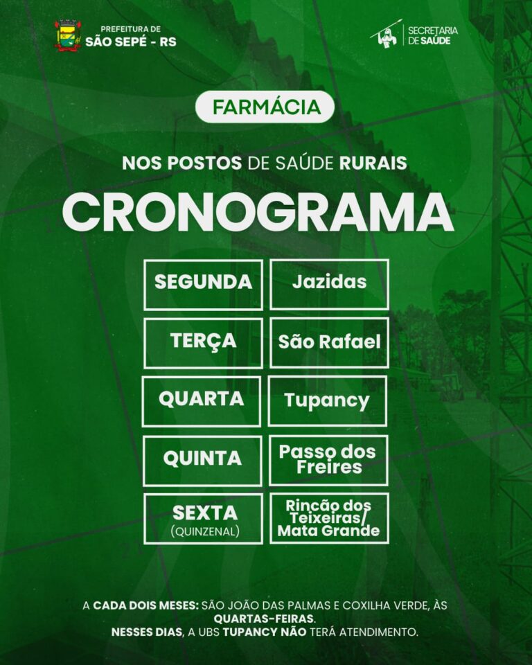Secretaria de Saúde atualiza cronograma de atendimento das ESFs da zona rural