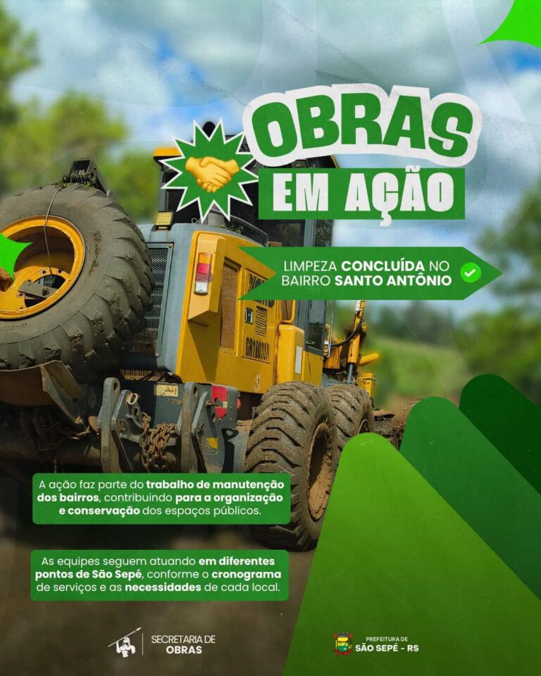 Secretaria de Obras e Infraestrutura conclui limpeza no Bairro Santo Antônio