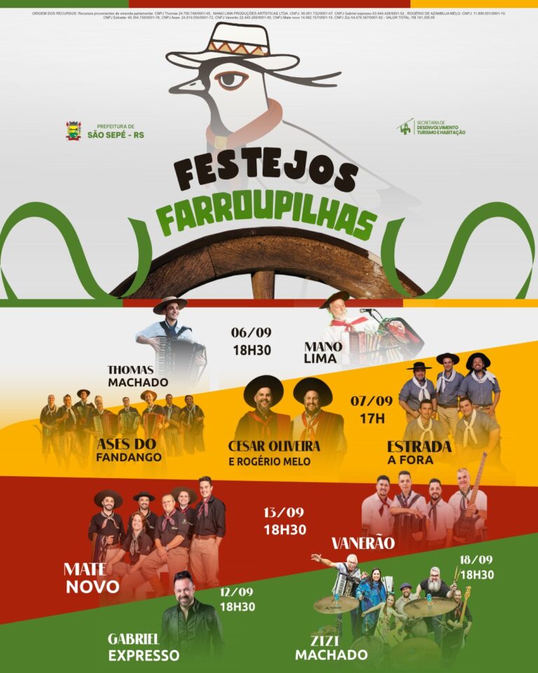 Festejos Farroupilhas 2026 começaram neste domingo com programação gratuita em São Sepé