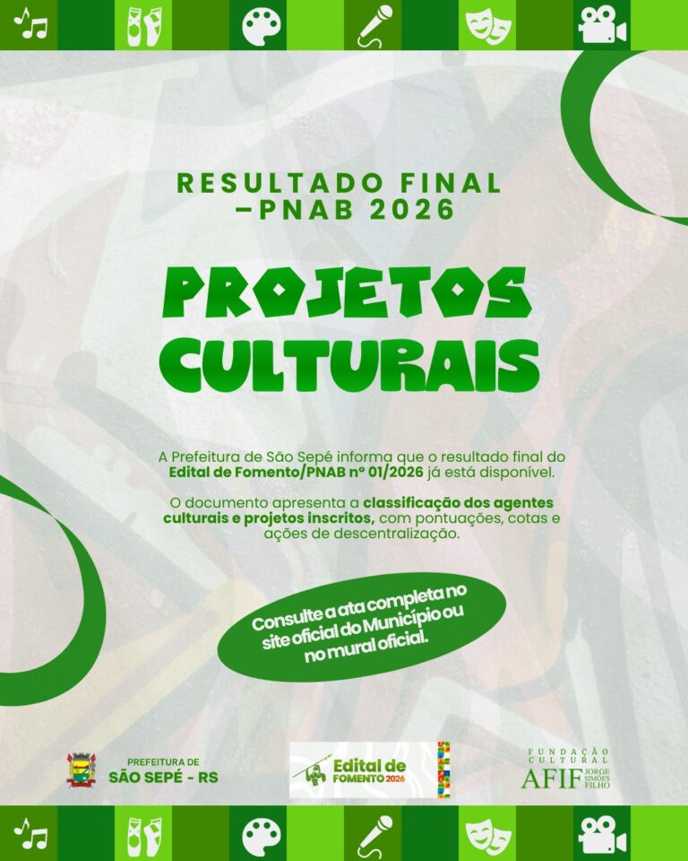 São Sepé divulga resultado final do edital de fomento da PNAB