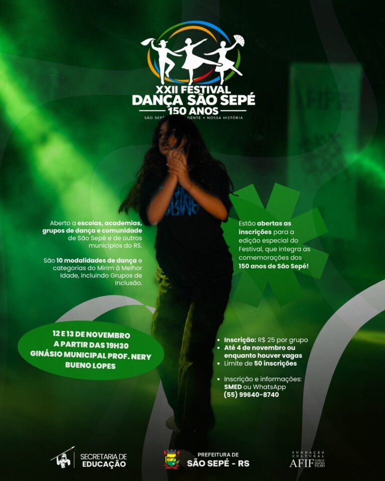 XXII Festival Dança São Sepé abre inscrições para edição especial dos 150 anos do município