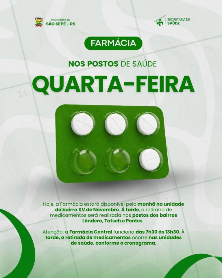 Farmácia nos postos: quarta-feira