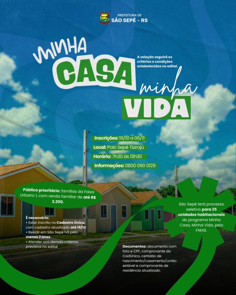 São Sepé terá processo seletivo para 25 unidades habitacionais do Minha Casa, Minha Vida
