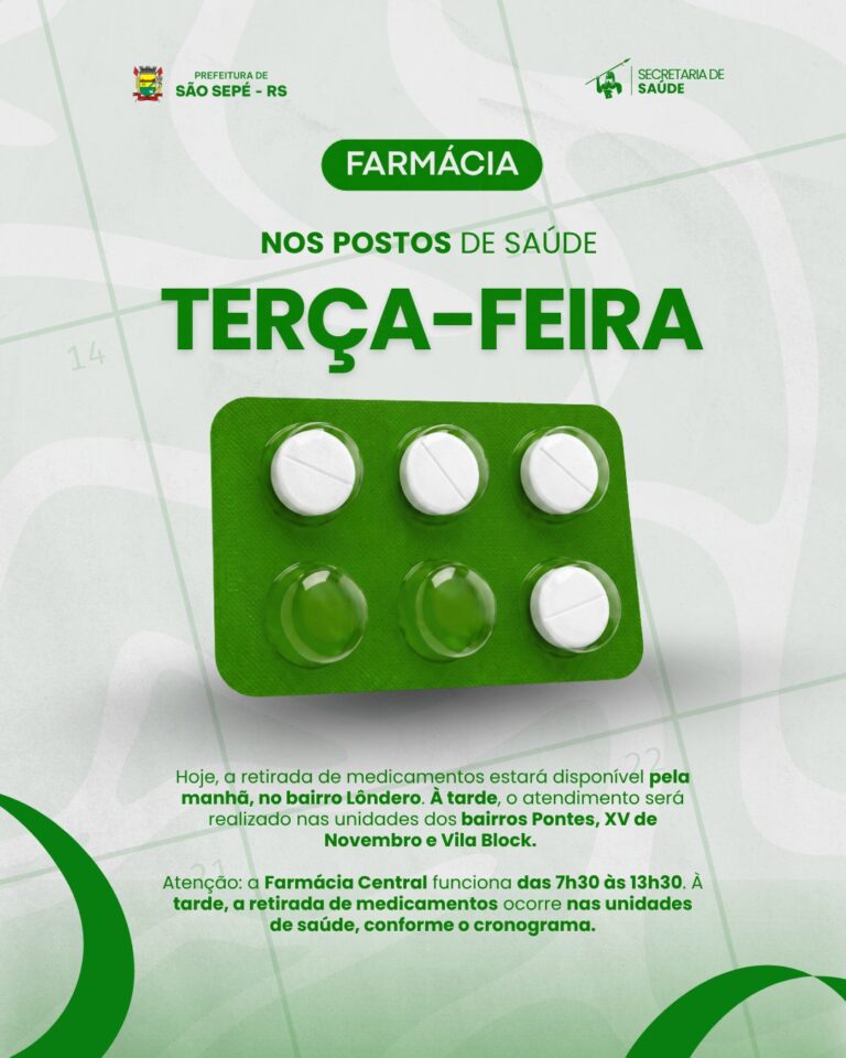 Farmácia nos postos: terça-feira