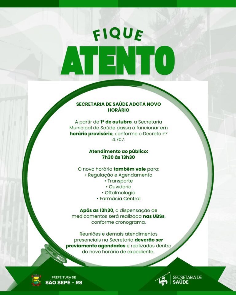 Secretaria de saúde adota horários especiais