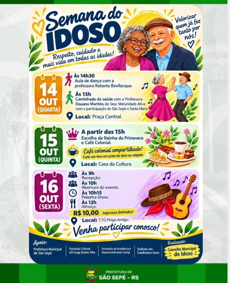 Semana do Idoso terá programação especial em São Sepé