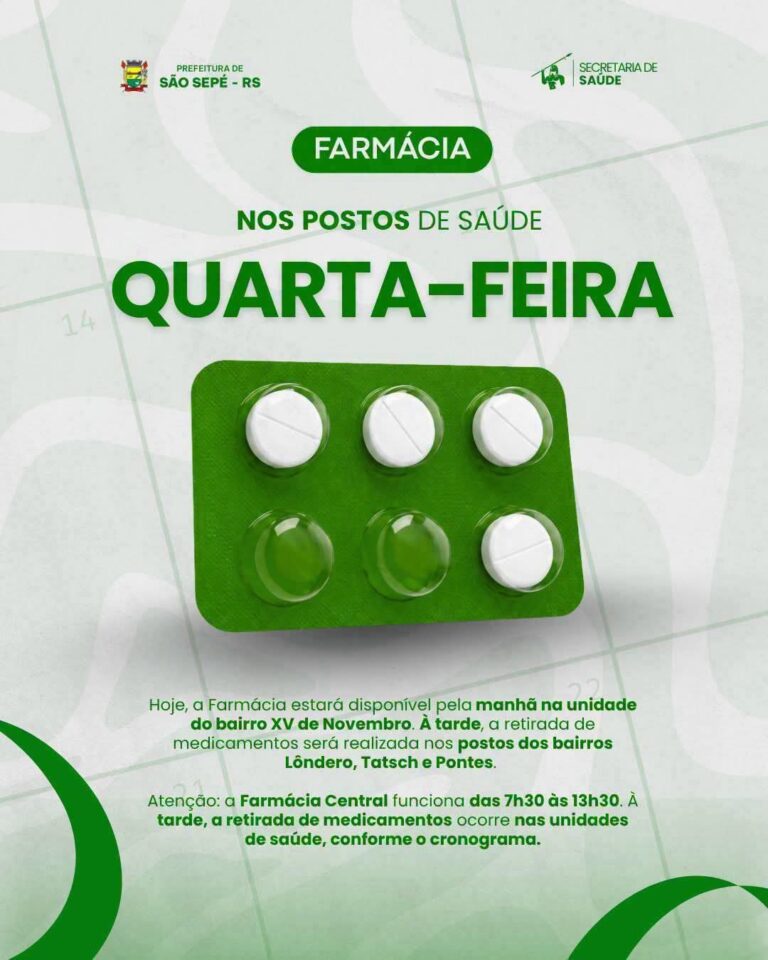 Farmácia nos postos: quarta-feira